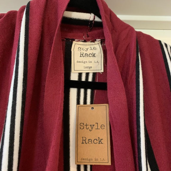 ❤️LAST NEW S Wine Stripe Open Front Cardigan - Picture 6 of 11